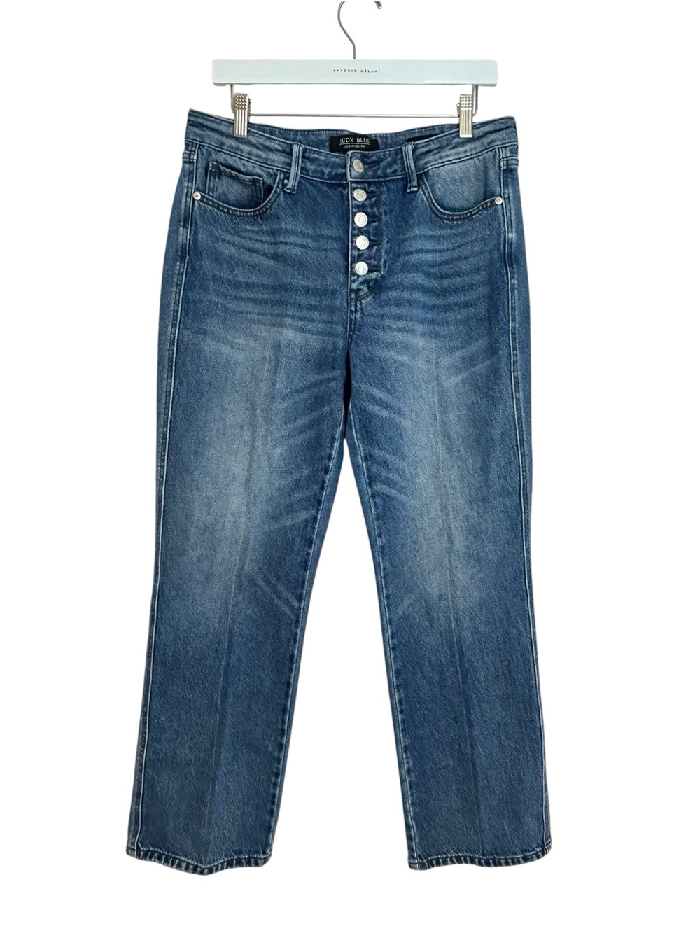 Judy Blue Slim Straight Rigid Mid Rise Button Fly Denim Jeans Sz 30/11 JB881011 - Picture 3 of 11